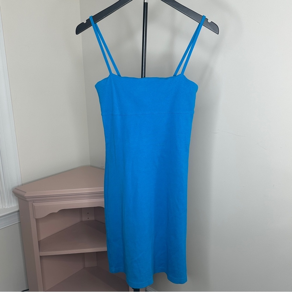 Moda International Vibrant Blue Ribbed Mini Dress SMALL